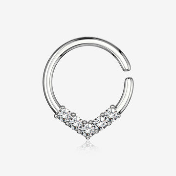 Brilliant Sparkle Chevron Bendable Hoop Ring-Clear Gem